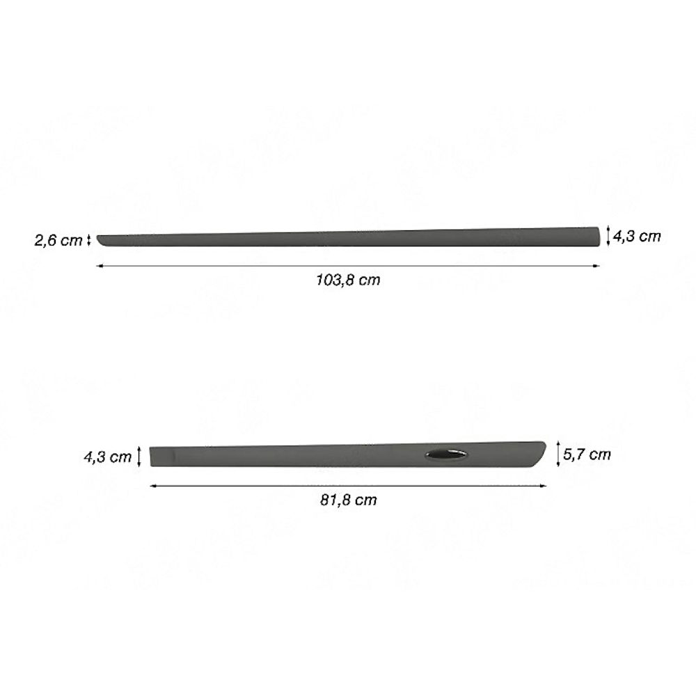 Ornament lateral complet BMW Seria 5 (E60/E61), 2003-2010 COMBI; Seria 7 (E65/E66), 2005-2008, Alfa Romeo 166 (936), 1998-2003, Nissan PRIMERA (P12), 2001-2007, Toyota AVENSIS (T25), 2003-2008, partea dreapta, negru; universal; Lungime 103, 8 / 81, 8 cm