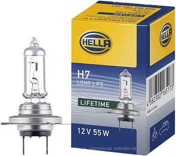 Bec auto halogen HELLA H7 12V; 55W; long life; durabilitate tripla; Px26d; 8GH007157201, 1 buc.