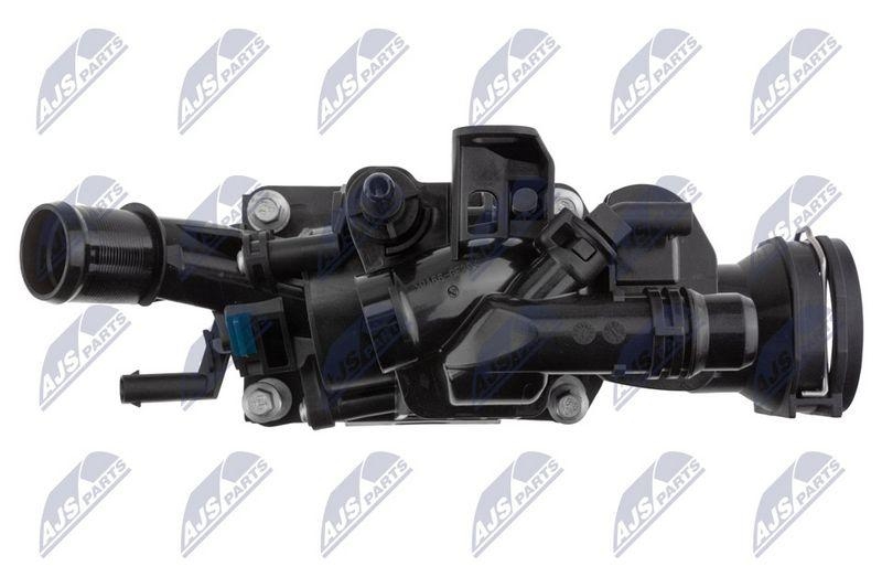 Termostat cu carcasa Ford Focus IV 1.5 ecoblue 2018-, Opel Vivaro 1.5 2019-, Citroen Jumpy III 1.5 BlueHDI 2016-, Peugeot Expert 1.5 BlueHDI 2016-, Toyota Proace 1.5 D-4D 2016-; JX6Q8A586AA; NTY, aftermarket