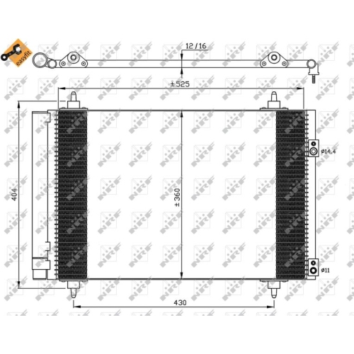 Condensator climatizare, Radiator clima Citroen Berlingo (M), C4, C5; DS DS4, DS5; Peugeot 307 (3H), Partner 2, 307 SW, 1.6 benzina, 2.0 HDi, NRF, 1610161980