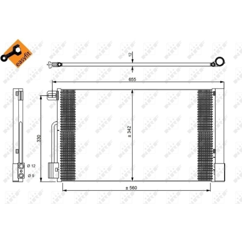 Condensator climatizare, Radiator clima Alfa Romeo Giulietta (940), 4C (960); Citroen Nemo; Fiat Punto 2 (188), Grande Punto (199), Qubo (255); Opel Corsa D (S07), Adam (M13); Peugeot Bipper, 1.4 benzina, 1.8 benzina, NRF, 51931470