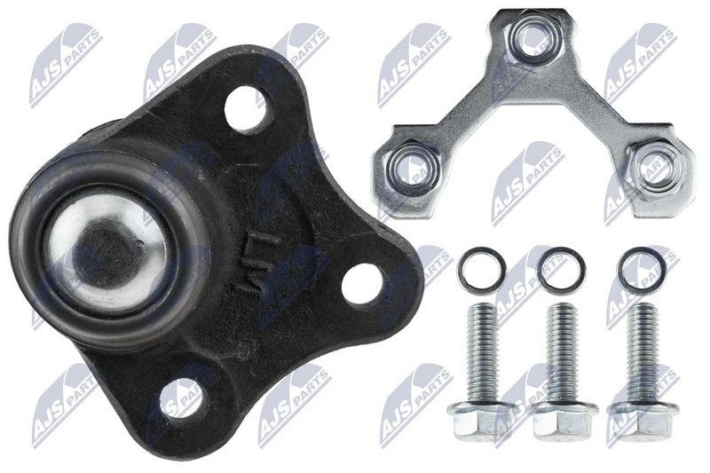 Pivot brat suspensie VW Golf IV 1997-2004, Bora 1998-2005, Jetta II 2005-, New Beetle 1998-, Audi A3 1996-; partea stanga, punte fata, inferior, set motaj; 1J0407365H; NTY, aftermarket