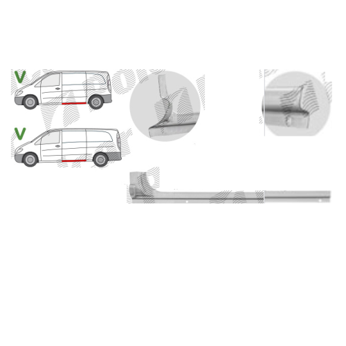 Prag metalic MERCEDES VITO/ VIANO (W639), 01.2003-10.2010, partea Stanga, KLOKKERHOLM, sub usa culisanta