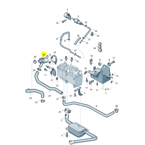 Pompa apa suplimentara VW Amarok, Sharan 1995-2010; Transporter T5, 2003-2015; 7H0965561