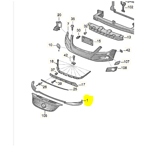 Spoiler bara fata VW TIGUAN (5N2), 04.2011-2018, model Trend&Fun