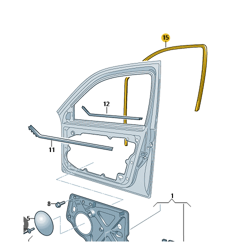 Cheder usa , culisa geam stanga fata, VW Camper, Transporter/Caravelle T5 2004-2015, Original 7E0837433D