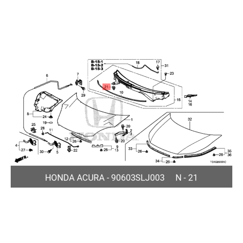 Set 10 buc. clips fixare orn parbriz, Agrafa Honda Accord, 2002-2016; City 2008-2013; Civic 2012-2017; Jazz/Fit, 2008-2015