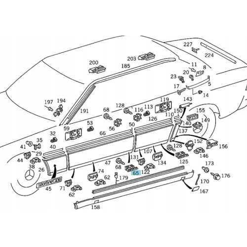 Set 10 buc Clips, Agrafa fixare bandouri Mercedes Clasa E, W124 1984-06.1996; Mercedes 190 (W201), 10.1982-08.1993