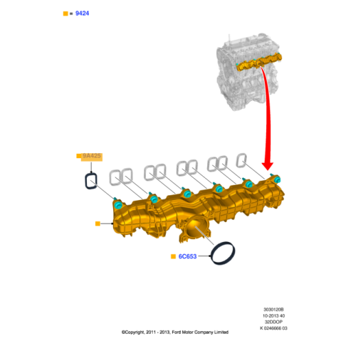 Set garnituri galerie admisie Ford Ranger 3.2tdci 2012-, BB3Q9424BD