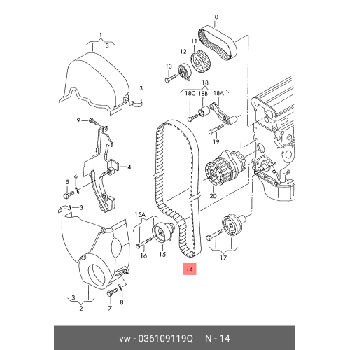 Set 2 curele distributie Bosch 1987949190 Audi A2, Seat Altea Arosa Cordoba, Ibiza Inca Leon Toledo, Skoda Fabia Octavia Roomster, VW Bora Caddy Golf 4, Golf 5, Lupo Polo New Beetle motor 1.4/1.4 16V, 1.6 16V