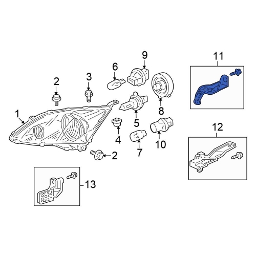 Suport far Honda Crv (Re), 09.2006-11.2009, Dreapta, Fata, Partea Superioara, 06100-SWA-A11