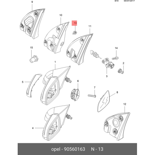 Set 10 buc clips, Agrafa fixare Opel Astra F, Astra G, Astra H, Corsa B, Corsa C, meriva A, Meriva B, Omega A, Omega B, Signum, Tigra, Vectra A, Vectra B, Vectra C, Zafira A, fixare oglinda
