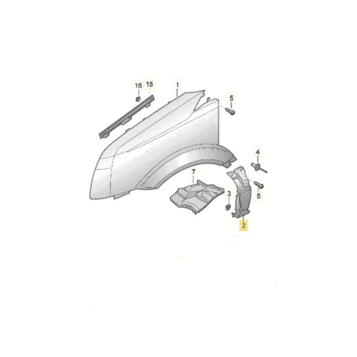 Segment reparatie aripa fata MERCEDES SPRINTER, 07.2006-2018; VW CRAFTER (2E), 12.2005-04.2017, partea Stanga, KLOKKERHOLM, spre spate; cu bolt; inferior