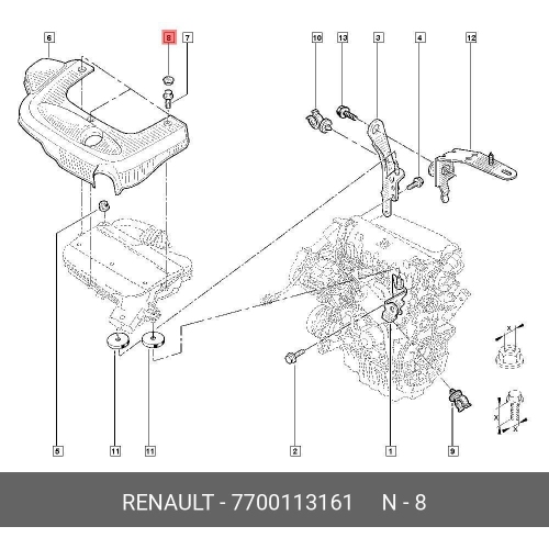 Dop Surub Carcasa Renault Kangoo , Megane 1 , Scenic 1 , pentru carcasa deasupra la motor , original 7700113161