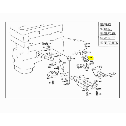 Suport cutie viteze, montare transmisie TEKNOROT ME-TM004, Mercedes 190 (W201), 1982-1993; Clasa S W116/W126; 1972-1991; Clasa SL, R129 1989-2001; W114, 1968-1977; W123/S123; C124/S124, W124; 1984-1996; spre spate