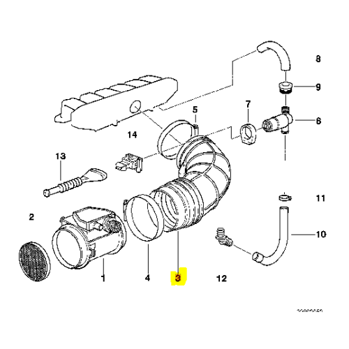 Furtun aer Bmw Seria 3 E36 1990-1995 motor 325i , NTY GPP-BM-009