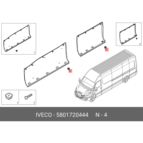 Clips, Agrafa fixare bandouri Iveco Daily, 07.14- Aftermarket 808230N2, set 10 buc