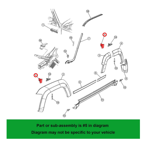 Clips, Agrafa fixare bandouri aripa Dodge Nitro 2007-2011; Jeep Cherokee, Liberty, 2001-2008; Commander 2005-2010, Liberty 2007-2013; RX4110, 5 buc la set