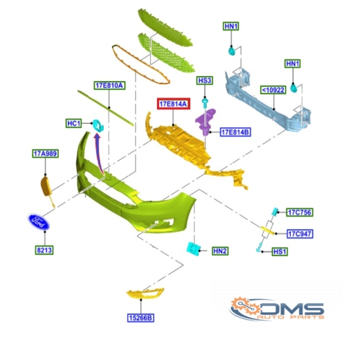 Armatura bara plastic, fata Ford Focus 3, 10.2014-08.2018, F1EB17E778E