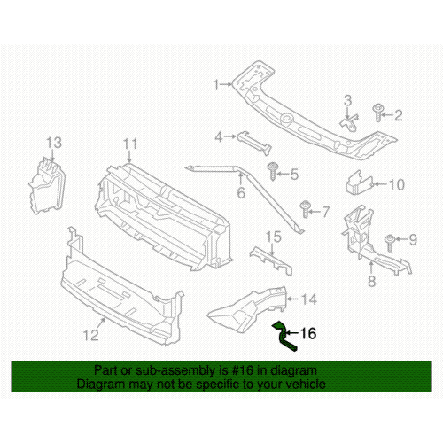 Suport Radiator Bmw Seria 1 (F20), 08.2011-06.2015; Seria 2 (F22), 03.2014-; Seria 3/3 Gt (F30/31/34/35), 01.2012-, Seria 4/4 Gc (F32/F33/F36), 12.2013-, fata, Dreapta, inferior