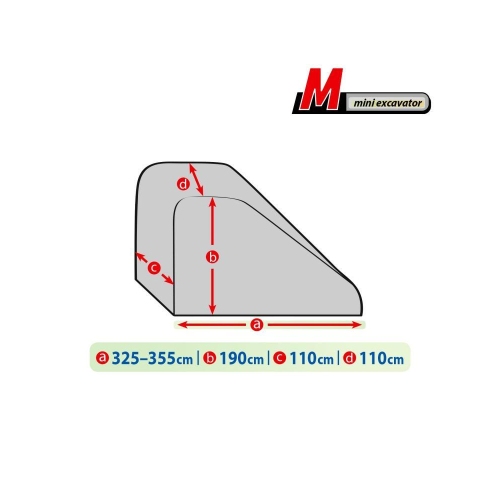 Prelata exterioara, Husa de protectie pentru miniexcavator cu geanta de depozitare, dimensiuni 325-355 cm, 190 cm, 110 cm, 110 cm (vezi poze) Kegel Polonia