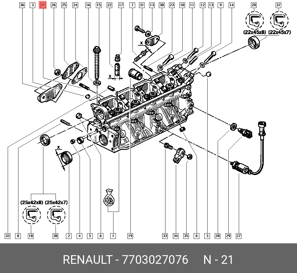 Prezon chiuloasa M8x125 - 30, Original Renault 7703027076
