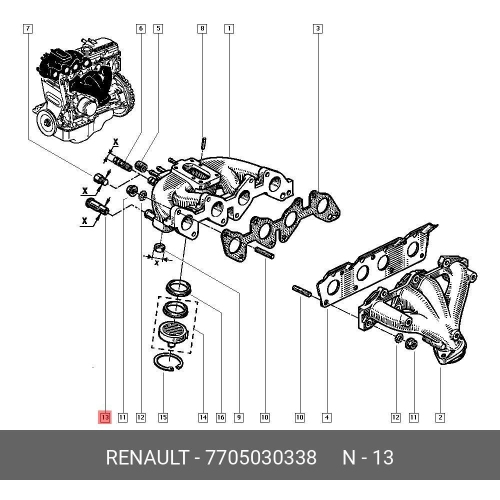 Racord racire metal 16mm Renault Clio 1 1994-2001 , 1.8/ 2.0 Megane Scenic, Original 7705030338