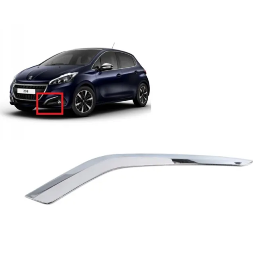 Ornament grila proiector bara fata Peugeot 208, 2015-12.2019, parte montare stanga, cromat, 57B12757, Aftermarket