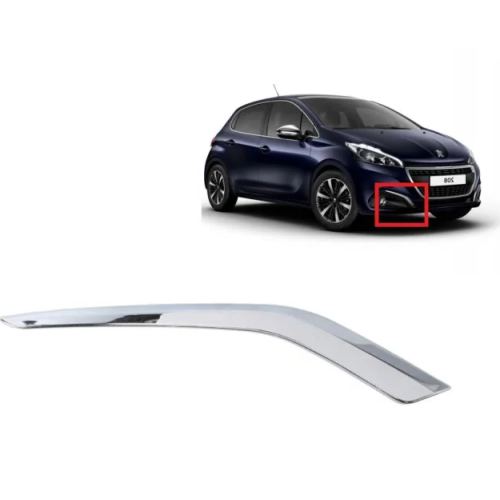 Ornament grila proiector bara fata Peugeot 208, 2015-12.2019, parte montare dreapta, cromat, 57B12758, Aftermarket