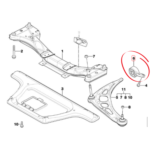 Set bucse brat inferior suspensie roata punte fata BMW Seria 3 (E46), 1998-2006; Z4 (E85), 2003-2009; stanga = dreapta; TEKNOROT