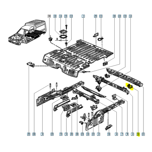 Ranforsare OEM 7750764847 Renault Extra F40 Rapid, partea stanga