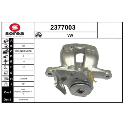 Etrier disc frana spate Vw Passat (B6) 2005-2011; EAI parte montare : Punte spate, Stanga, EAI 2377003