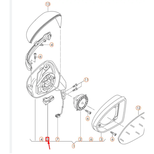 Lumina ambientala oglinda exterioara VW GOLF VII (5K) 2012-2017; si GOLF VII (5K) 2012-2017 e-GOLF, 5G0945291 puddle-light , lampa perimetru partea stanga