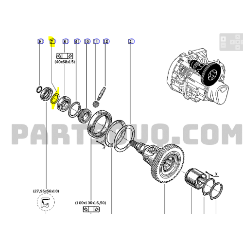 Siguranta exterioara oprire rulment diferential Renault Laguna , R19 , R21 , original 7703066327