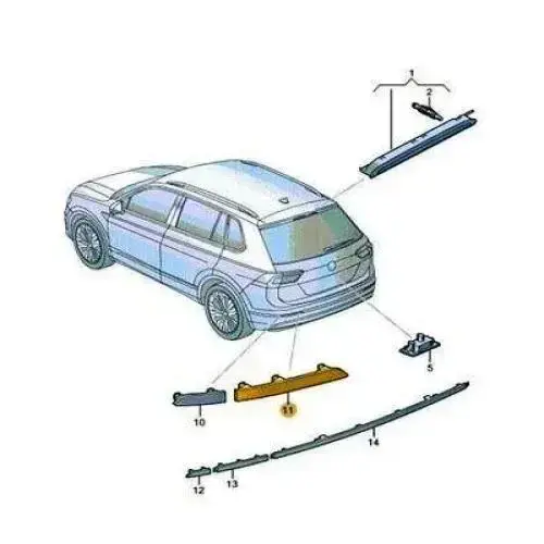 Element reflectorizant catadioptru VW Tiguan, 05.2016-12.2020, partea Stanga, Spate, spre interior, Original