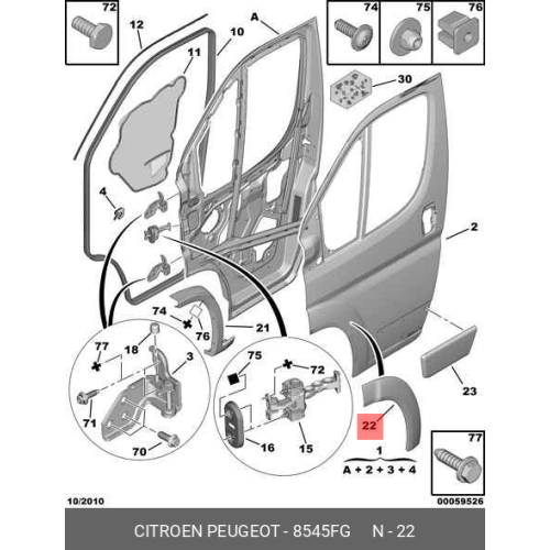 Ornament usa Citroen Jumper (250), 09.2006-08.2014, Fiat Ducato (250), 09.2006-08.2014, Peugeot Boxer (250), 09.2006-08.2014, Fata partea Dreapta, Pentru model cu sarcina ridicata, 735422830