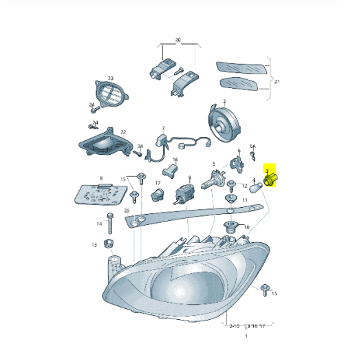 Soclu bec semnalizare Far OE 1K6953123D, VW Bora, Golf, Jetta, Polo, Audi A6, Skoda Citigo, Octavia III,