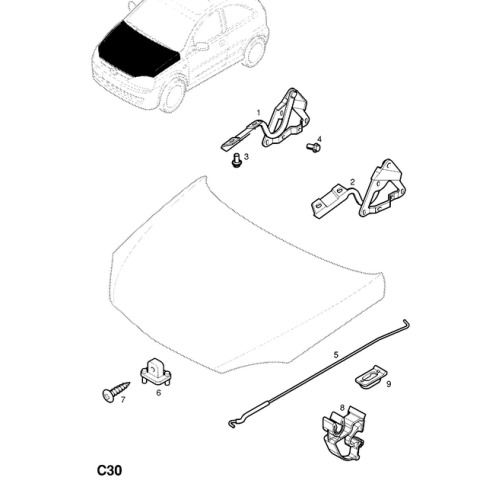 Clema Tija Capota 9114314 Opel Combo,Corsa C 2000-2011, Meriva A, 2003-05.2006, Tigra 2004-2009, 1 buc.