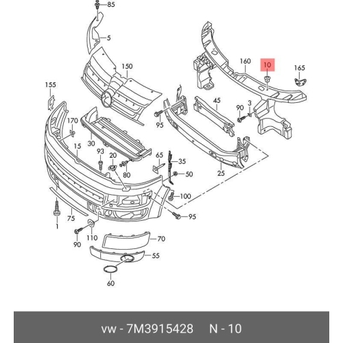 Clips fixare caroserie OE 7M3915428, Vw Transporter T5, 2013-2019, Crafter 2006-2016, Sharan 2001-2010, Seat Alhambra 2001-2010, 1 buc.