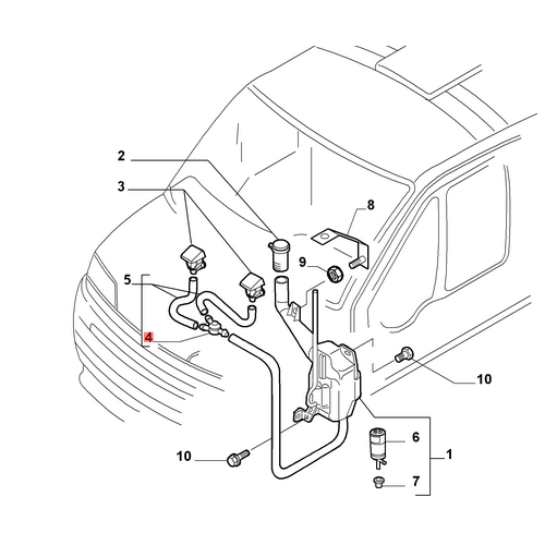 Teu spalator parbriz cu 3 cai universal ALFA ROMEO, Citroen, Fiat, ford, Lancia, Peugeot, dimensiune 4, 6x4, 6x4, 6 mmm, 5 buc la set,