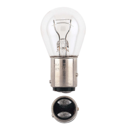 Bec auto cu DUBLU FILAMENT Carpoint 12V BAZ15D S25 21/4W clar, 1 buc.