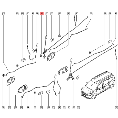 Piulita fixare maner interior, Dacia Logan 1, Duster, Sandero, Opel Movano, Renault Clio, 7703044197, Breckner Germany