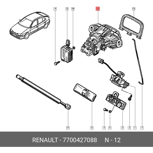 Actuator capota spate, motoras haion Renault Clio 2 (B0/1/2), 09.1998-06.2001; Clio Ii/Storia/Campus (B0/1/2), 07.2001-; Clio 3 (R0/1), 09.2005-05.2009; Clio 3 (R0/1), 05.2009-