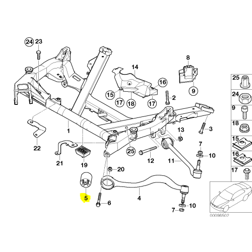 Bucsa brat suspensie roata BMW Seria 5 (E39) 1996-2004, Z8 (E52) Teknorot parte montare : Punte fata, Stanga/ Dreapta, Spate, Jos