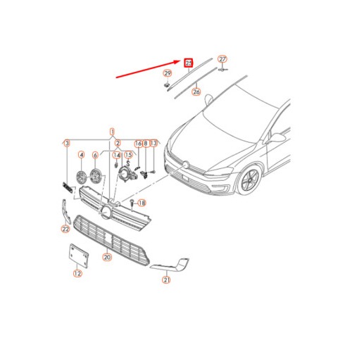 Ornament Vertical Parbriz Dreapta - Negru - O.E. 5G0854328B5AP VW Golf VII, 2013-2020