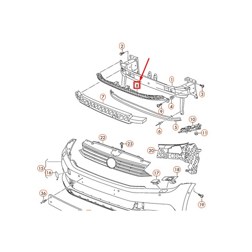 Suport bara fata Vw Passat (B8), 08.2014-12.2023, parte montare din mijloc, 95D30715, Aftermarket