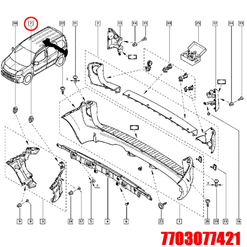 Agrafa OE Renault Kangoo 1998-, Master 1980- , Iveco Daily , Opel Movano , Vivaro 2001- , clips
