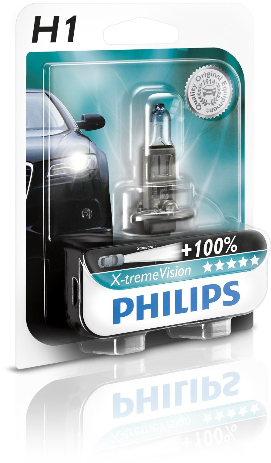 Bec auto cu halogen pentru far Philips X-treme Vision +100% H1 12V 55W , 1 buc
