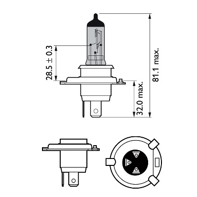 Set 2 becuri auto cu halogen pentru far Philips White Vision H4 12V 60/55W P43t-38