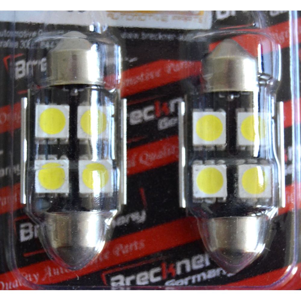 Bec auto LED Breckner cu 4 leduri 12V SV8,5 1.5W , 36 mm, tip sofit , set becuri 2 buc